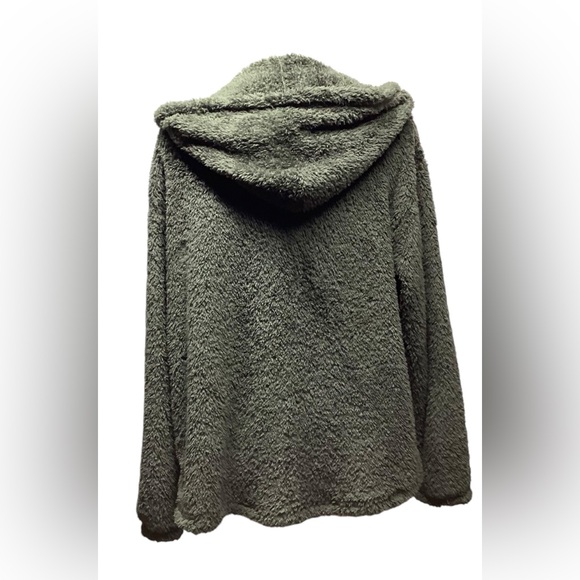 Grace & Emma open front Sherpa hoodie. Olive/Army Green. Size Medium - Picture 6 of 12